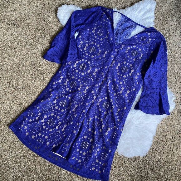 Skies Are Blue Dress New Lace Lined Bell Sleeve Formal Dressy Womens Size XS - Picture 2 of 11